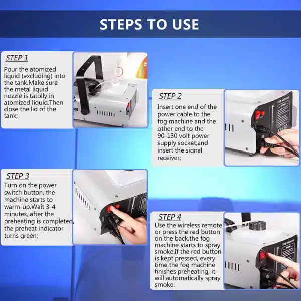 Fog Machine 1500 Watt with 6 LED Lights Exceptional Durability and Robust Performance